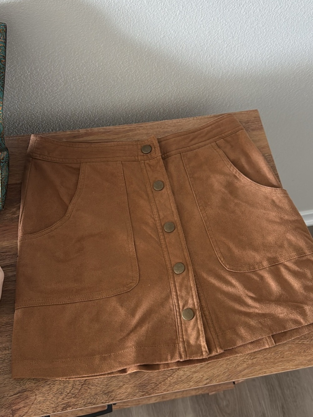 Brandy Melville Brown Button-Front Mini Skirt